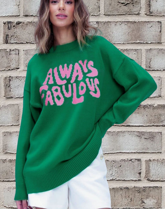 Damen Klassischer Pullover mit Statement-Design und lockerer Passform EB