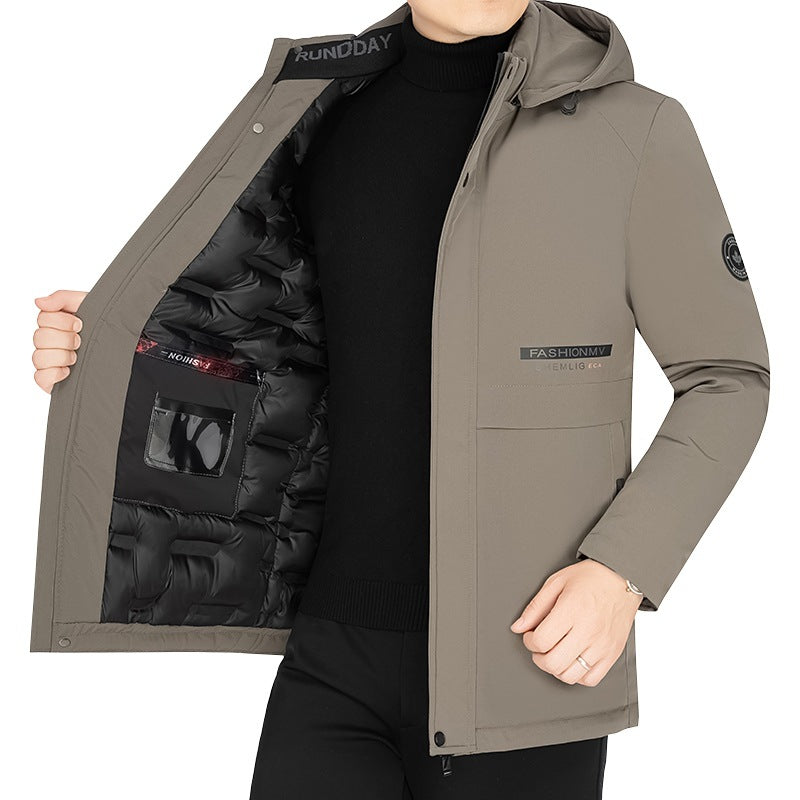 Herren Thermo-Winterkurzmantel mit luxuriösem Kunstfell-Innenfutter und Stehkragen EB