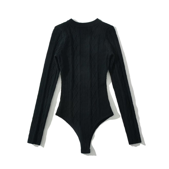 Damen Langarm Bodysuit mit strukturiertem Design EB