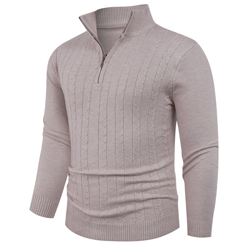 Herren Strukturierter Pullover mit ZIP-Kragen EB