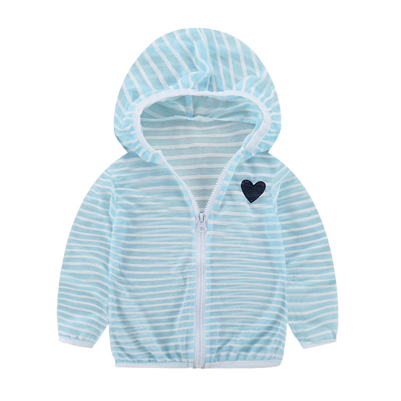 Unisex nan leichte gestreifte Kapuzenjacke mit Reißverschluss für Babys und Kleinkinder EB