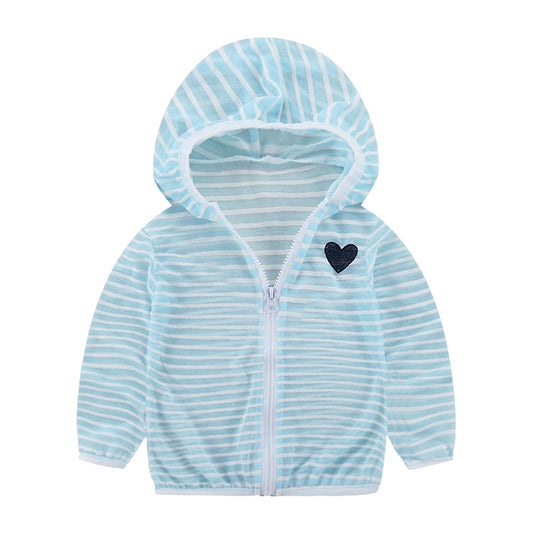 Unisex nan leichte gestreifte Kapuzenjacke mit Reißverschluss für Babys und Kleinkinder EB