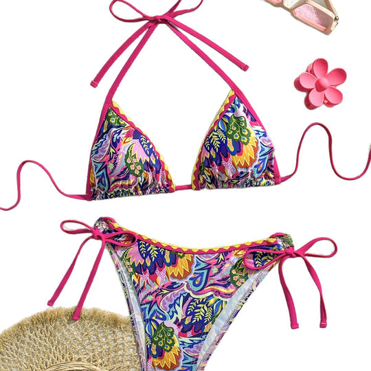 Damen Bunter Triangel-Bikini mit verstellbaren Trägern EB