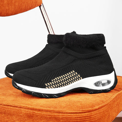 Damen High-Top Sport-Sneaker mit atmungsaktivem Strickoberteil und isolierendem Futter EB