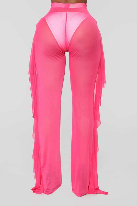 Damen Anziehbare Boho-Hosen mit Rüsche EB