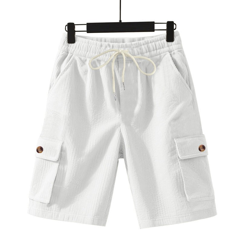 Herren nan Cord-Cargo-Shorts mit elastischem Tunnelzugbund, aufgesetzten Cargotaschen und weichem Baumwollmix EB
