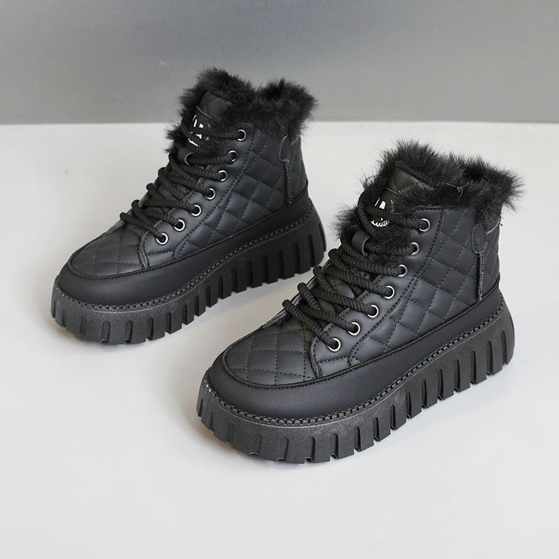 Damen Modische Winterstiefel mit kuscheligem Fellbesatz und rutschfester Sohle EB