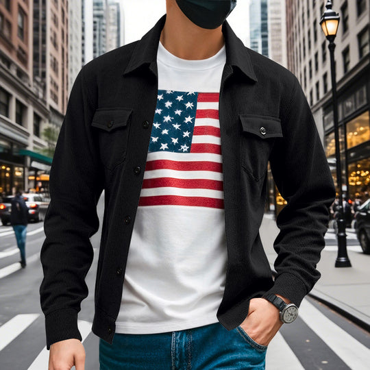 Herren lässige Oberhemdjacke mit funktionalen Taschen und strukturiertem Design EB