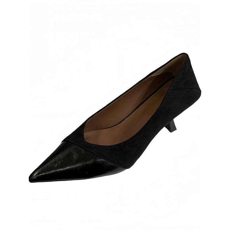 Damen spitze Pumps aus hochwertigem Veloursleder und Lack EB