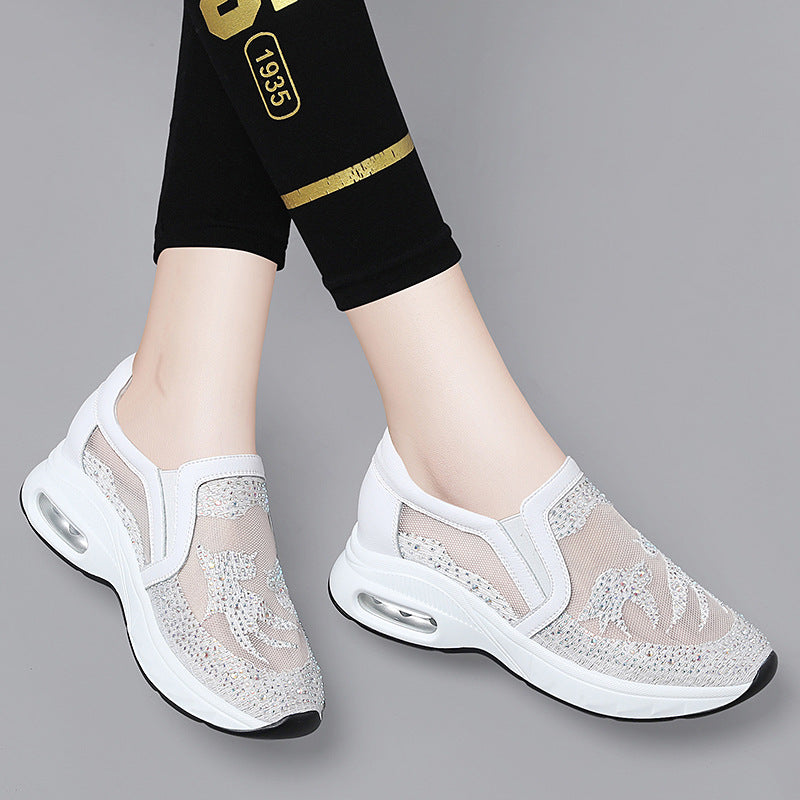 Damen Modische Mesh-Sneakers mit Glitzerakzenten EB