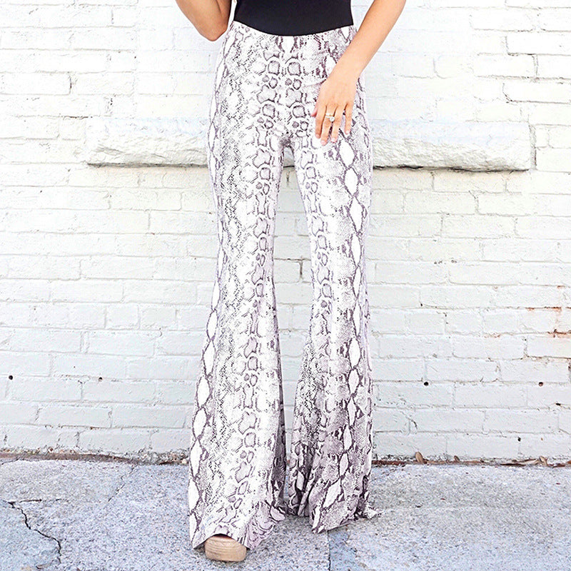 Damen Flared-Leggings im eleganten Schlangenleder-Look EB