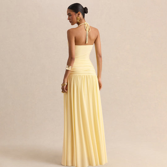 Damen Elegantes Abendkleid mit Off-Shoulder-Design und Fließendem Cape EB