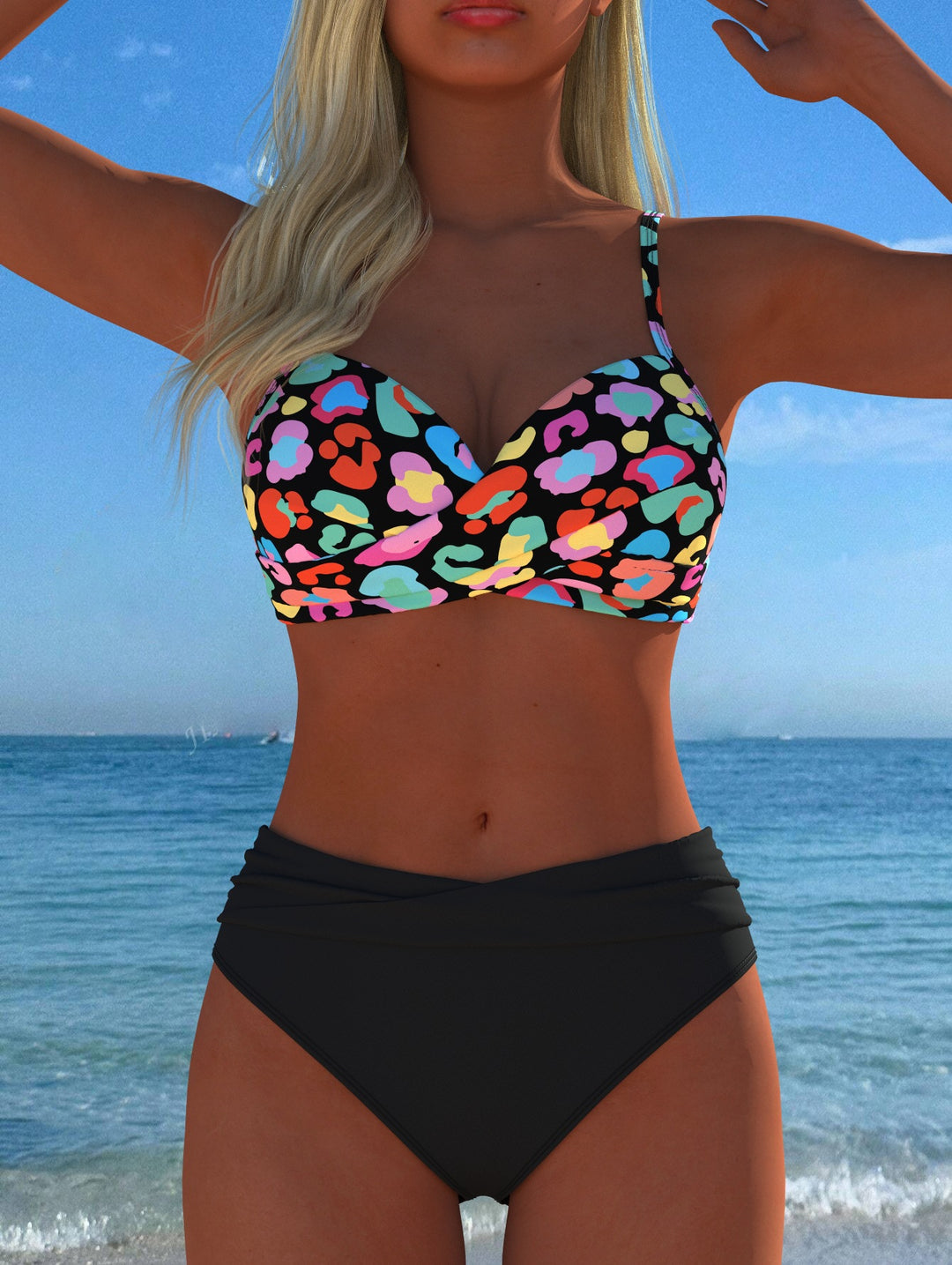 Damen Bikini-Set mit formendem Bustier und hoher Taille EB