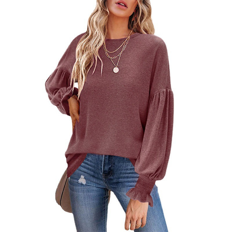 Damen Modischer Pullover mit Puffärmeln EB