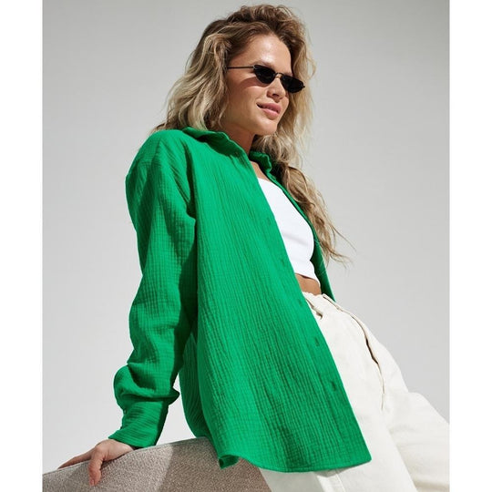 Damen Lässige Bluse im leichten Karo-Design mit langem Arm EB