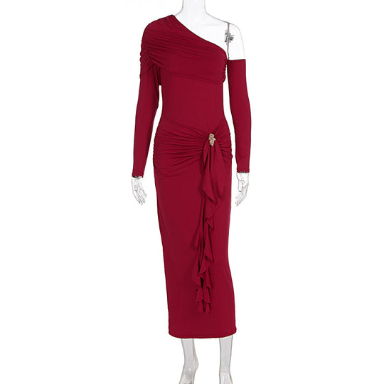 Damen elegantes Wickelkleid mit asymmetrischem Design und raffinierten Drapierungen EB