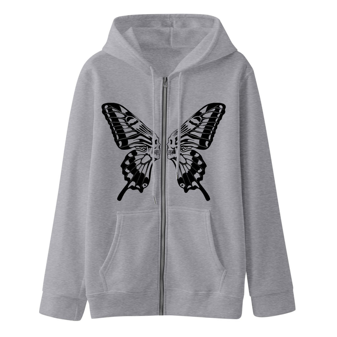 Damen Kapuzensweatjacke mit einzigartigem Schmetterlingsdruck EB