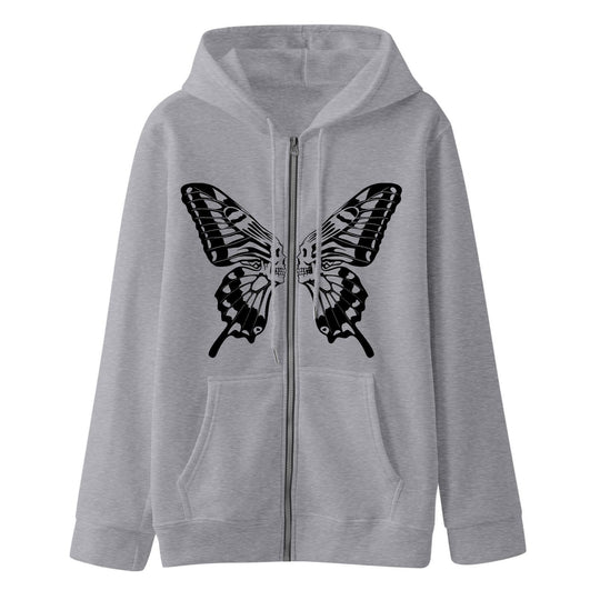 Damen Kapuzensweatjacke mit einzigartigem Schmetterlingsdruck EB