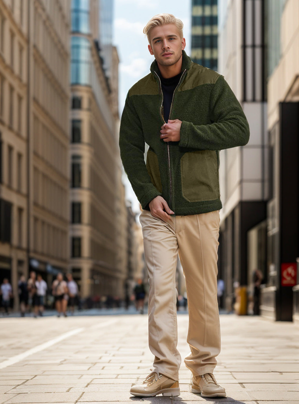 Herren kuschelige Fleecejacke mit raffinierten Taschen EB