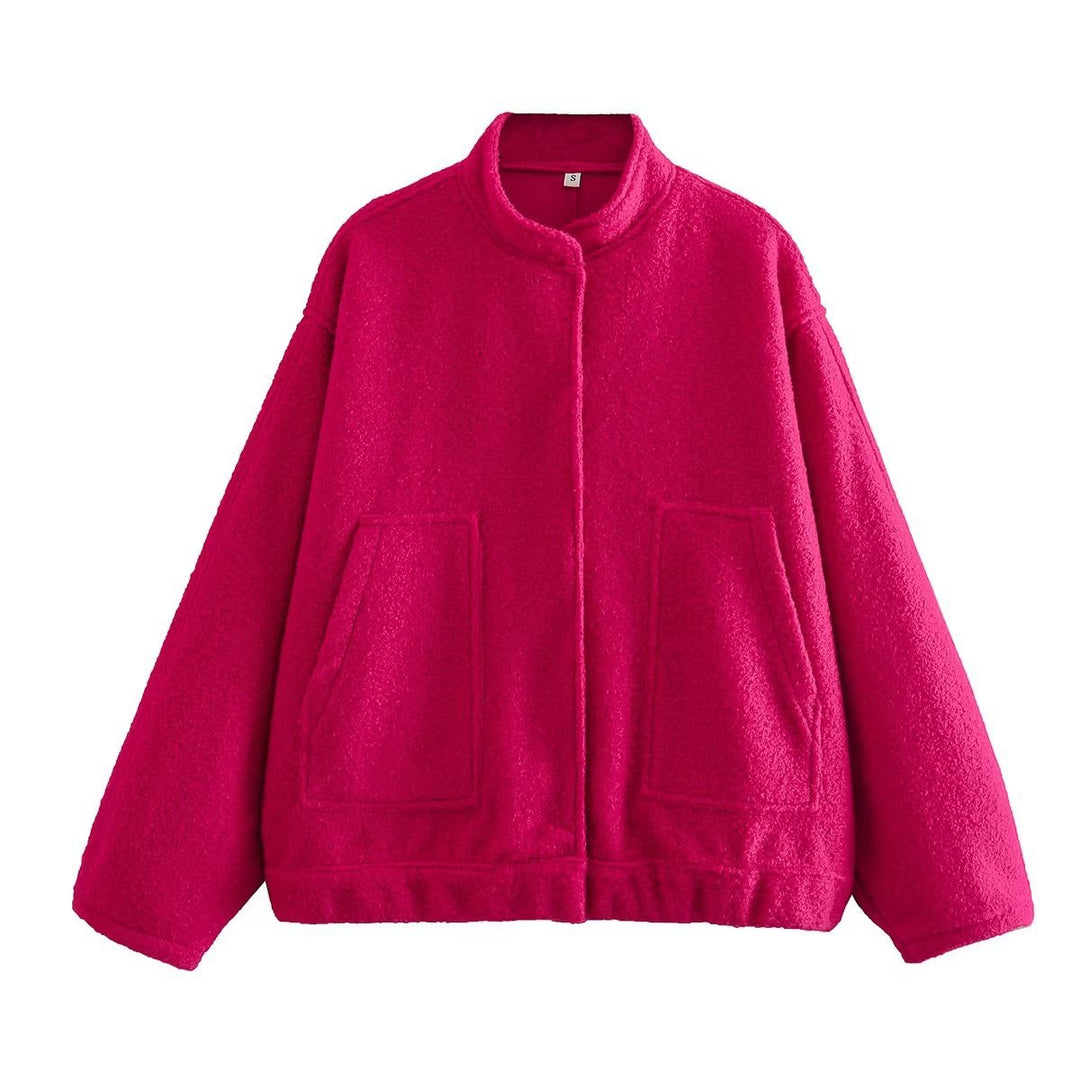 Damen Oversized Wolljacke im schlichten Design EB