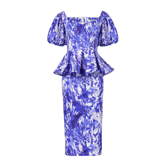 Damen Elegantes Kleid mit voluminösen Puffärmeln und taillierter Silhouette EB