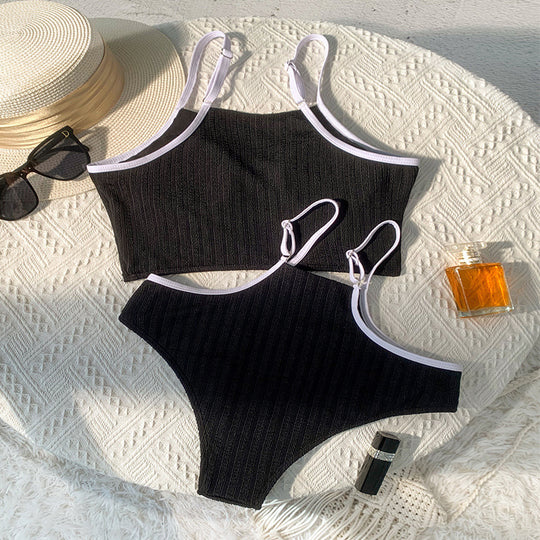 Damen Bikini-Set mit modischem High-Cut-Höschen und sportlichem Crop-Top EB
