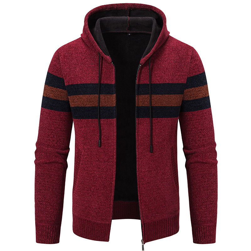 Herren modische Kapuzenjacke mit strukturiertem Design und elegantem Innenkragen EB