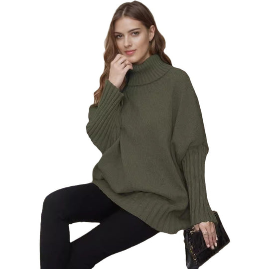 Damen Oversize Rollkragenpullover mit strukturiertem Strick EB