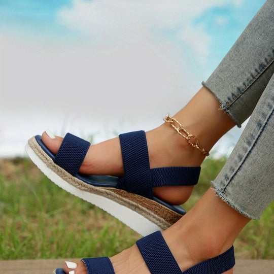Damen Komfortable Wedge-Sandalen mit elastischen Riemen und modischem Design EB