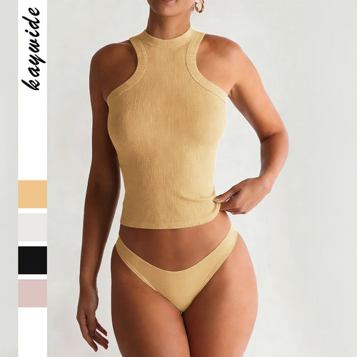Damen Sportliches Trägershirt aus elastischem Material mit hochwertiger Rippstruktur EB