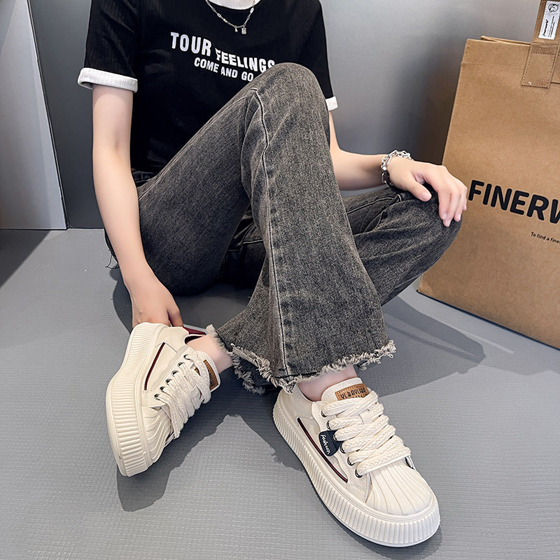 Damen Platform Sneakers mit strukturiertem Obermaterial und modischem Design EB