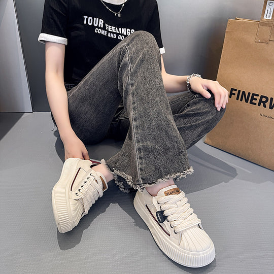 Damen Platform Sneakers mit strukturiertem Obermaterial und modischem Design EB