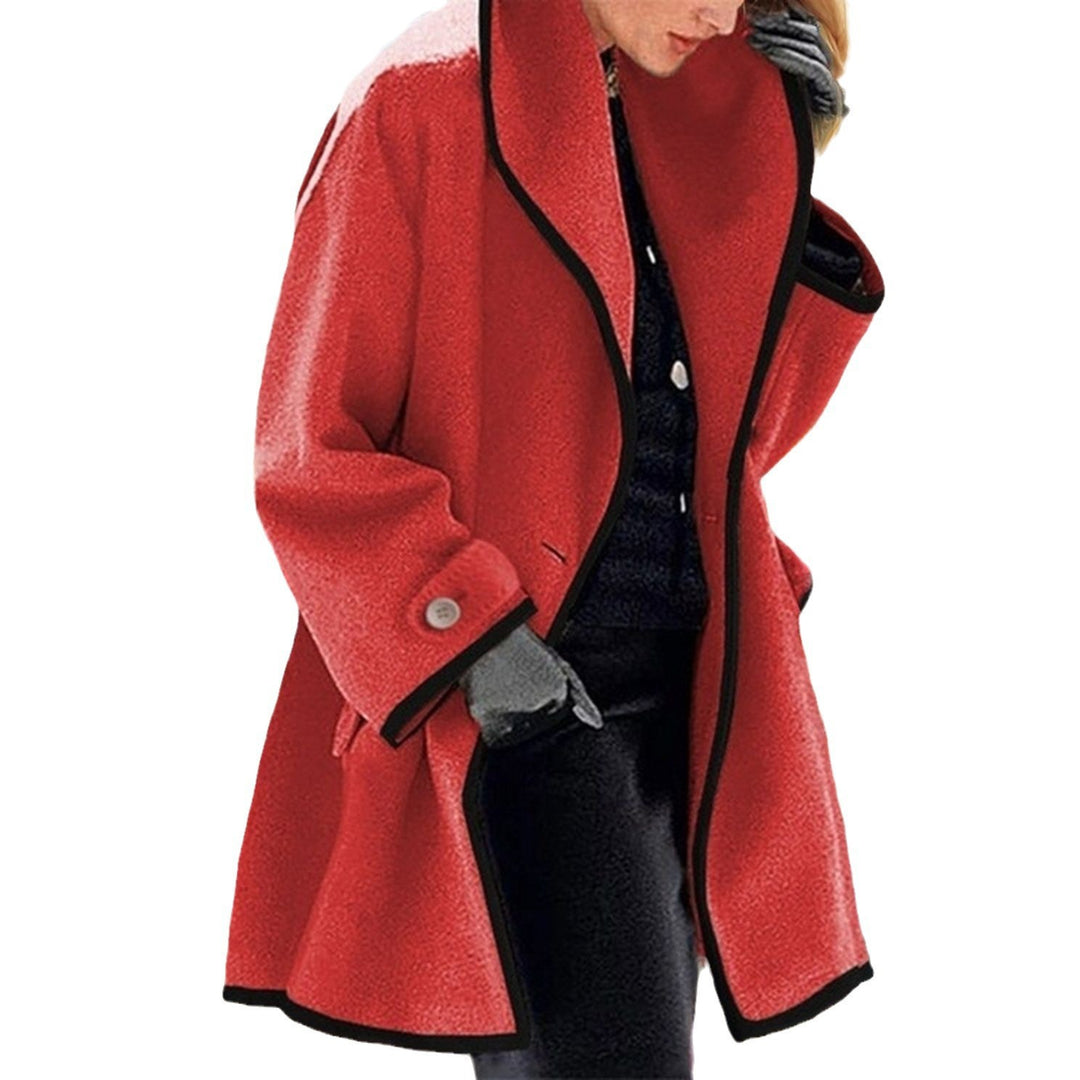 Damen nan oversize Bouclé Wollmix Mantel mit kontrastpaspeln und umgeschlagenem Kragen EB