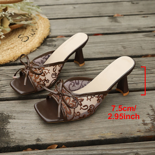 Damen Slip-On Sandalen mit elegantem Riemen und modischem Schleifen-Detail EB