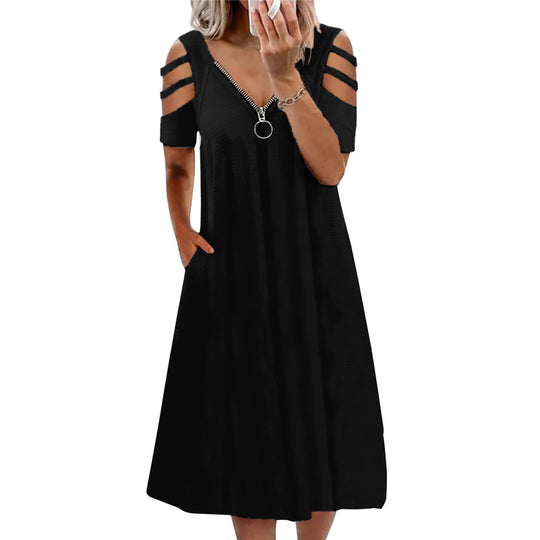 Damen Kleid mit offenen Schultern und tiefem V-Ausschnitt EB