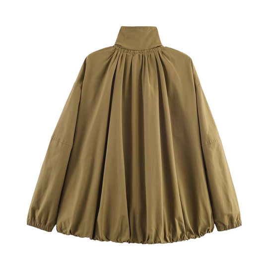 Damen modische Übergangsjacke mit hohem Kragen und lässigem Schnitt EB