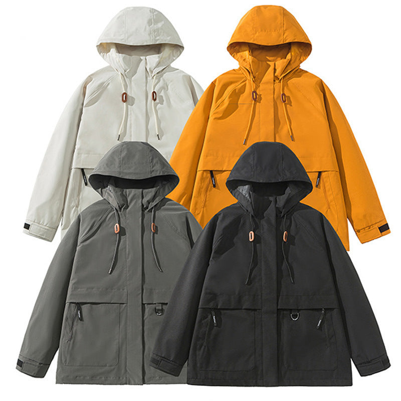 Damen technische Outdoor-Jacke mit verstellbarer Kapuze und großen Taschen EB
