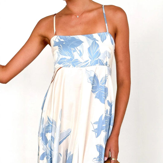 Damen Maxikleid mit elegantem floralem Design und schwingendem Rock EB