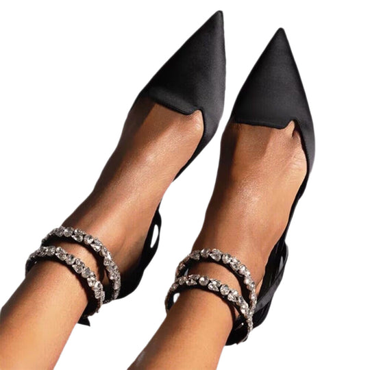 Damen elegante Slingback-Ballerinas mit funkelnden Strass-Details EB