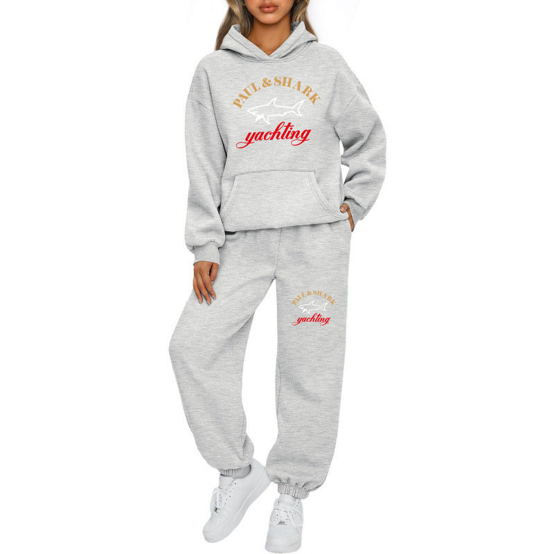 Damen nan oversized Hoodie und Jogginghose Set mit Kapuze Kängurutasche und gerippten Bündchen EB