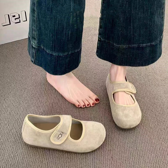 Damen Bequeme Mokassins mit verstellbarem Riemen und weichem Innenfutter EB