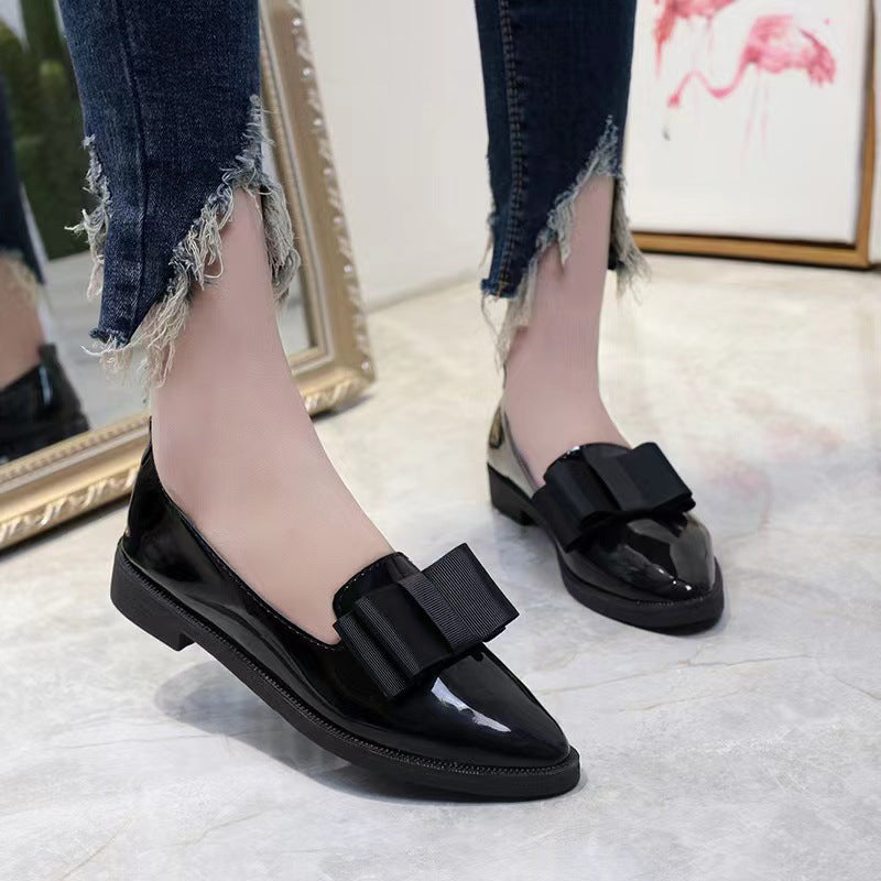 Damen Ballerinas aus Hochglanz-Leder mit eleganter Schleifen-Applikation EB