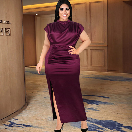 Damen Maxikleid mit elegantem V-Ausschnitt und schickem Schlitz EB