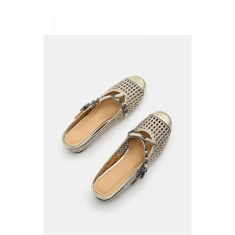 Damen elegante Ballerinas mit transparentem Netzdesign EB
