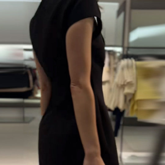 Damen elegantes Minikleid mit Hemdkragen und transparentem Einschnitt EB