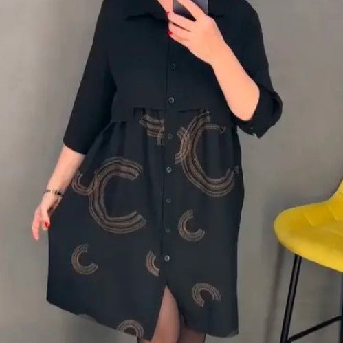 Damen Hemdblusenkleid mit modischer Overlay-Optik EB