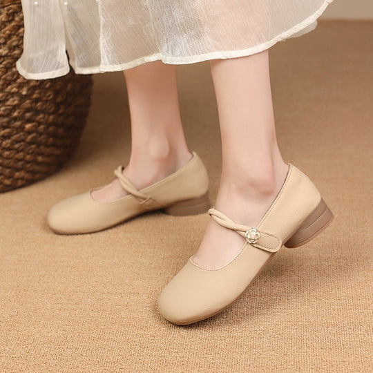 Damen elegante Mary Jane Ballerinas mit dekorativem Riemchen EB