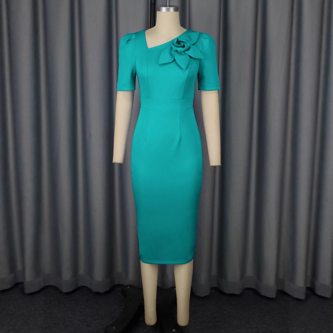 Damen Elegantes Etuikleid mit floralem Detail EB
