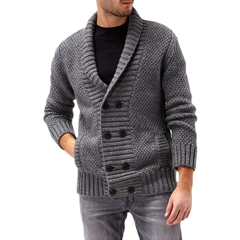 Herren Strickjacke mit doppelter Knopfleiste und strukturiertem Design EB