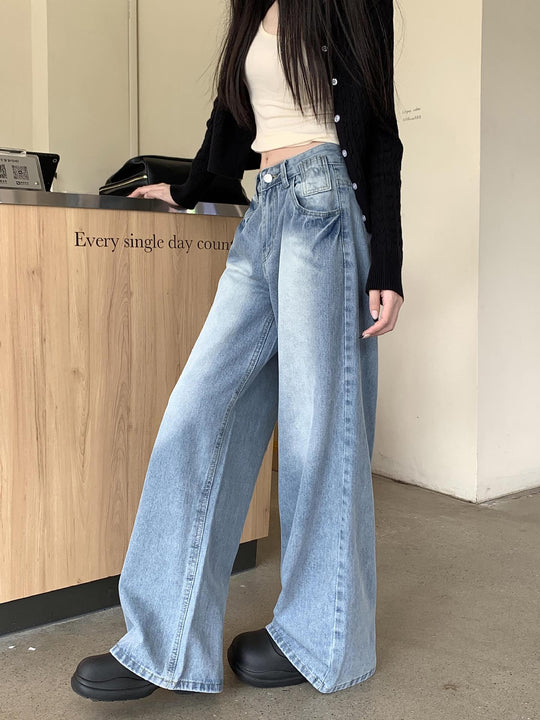 Damen weite Denim-Jeans im modischen Schnitt mit hohen Taschen EB